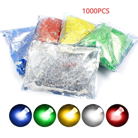 1000PCS Diameter 3mm 5mm LED Lamp Bead Bubble LED F3 F5 Red Green Yellow Blue White Straight Into The Whole Pack F3 F5 LED