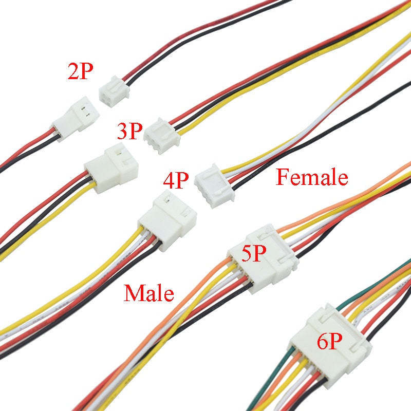 5Pair JST XH 2.54 2P 3P 4P 5P 6PIN Male Female Plug Connector 2.54mm Pitch 26AWG with Wire Cable 200mm Battery Charging Cable