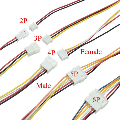 5Pair JST XH 2.54 2P 3P 4P 5P 6PIN Male Female Plug Connector 2.54mm Pitch 26AWG with Wire Cable 200mm Battery Charging Cable