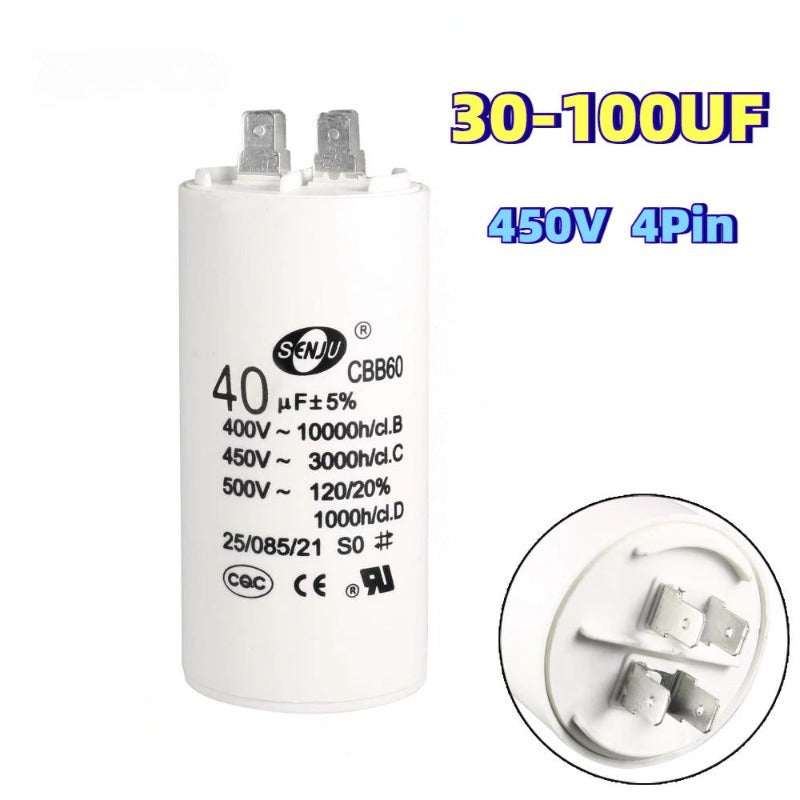 CBB60 Start Run Capacitor 450VAC 30/35/40/45/50/60/70/80/100uF Double Insert 50/60Hz  for Air Compressor Water Pump Motor