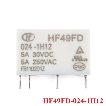 Power Relay HF49FD HF49FD-005-1H12 HF49FD-012-1H12 HF49FD-024-1H12 DC 5V 12V 24V 5A 4Pin Relais Feet Distance 7.62mm
