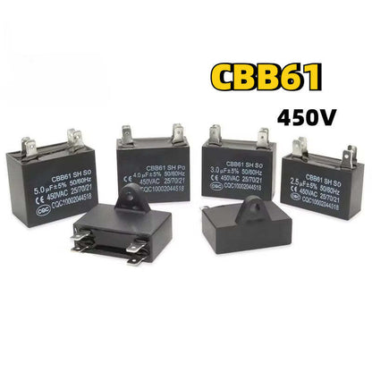 CBB61 start capacitor 450V Air conditioning External fan capacitor 1UF-12UF 1.5UF 2UF 3UF 4.5UF 6UF 7UF 10UF Fan Capacitor