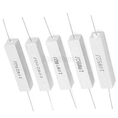 5Pcs 10W Cement Resistor 0.1R-10K 0.5R 1R 2R 3R 5R 8R 10R 15R 20R 25R 30R 47R 50R 100R 1K 3K 10K Ohm Power Resistor