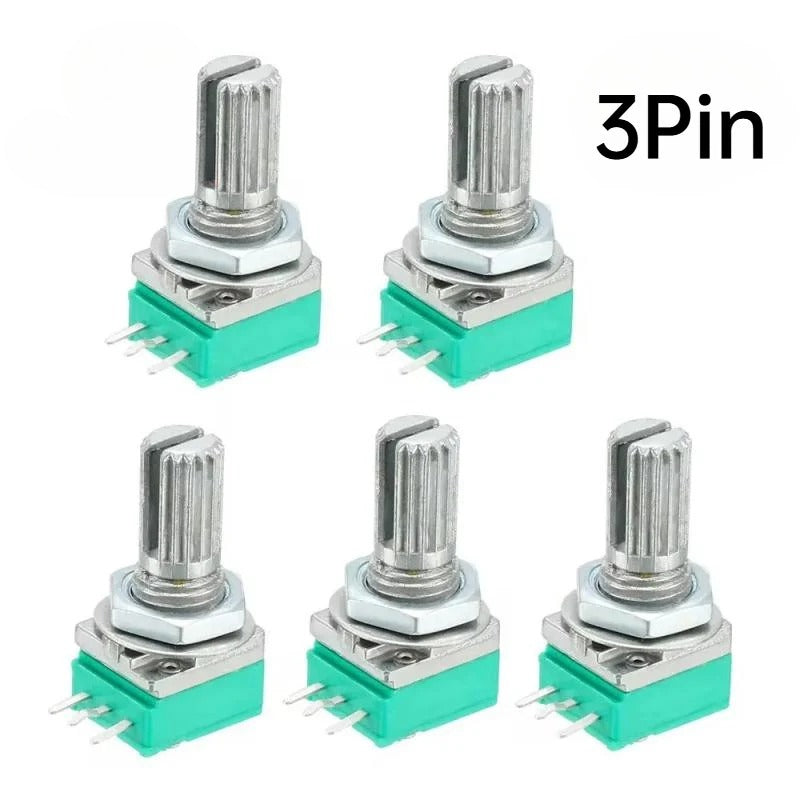 5PCS Industrial Switch RV097G RK097N Audio switch 3/5/6/8 pin B5K/B10K/B20K/B50K/B100K/B500K amplifier sealing potentiometer Shaft length 15mm
