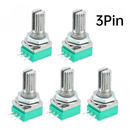 5PCS Industrial Switch RV097G RK097N Audio switch 3/5/6/8 pin B5K/B10K/B20K/B50K/B100K/B500K amplifier sealing potentiometer Shaft length 15mm