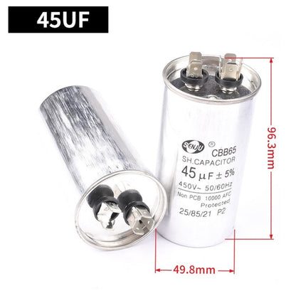 AC Motor Capacitor Air Conditioner Compressor Start Capacitor CBB65 450VAC 5UF 6UF 8UF 10UF 12UF 15UF 20UF 25UF 30UF 35UF 40UF 45UF