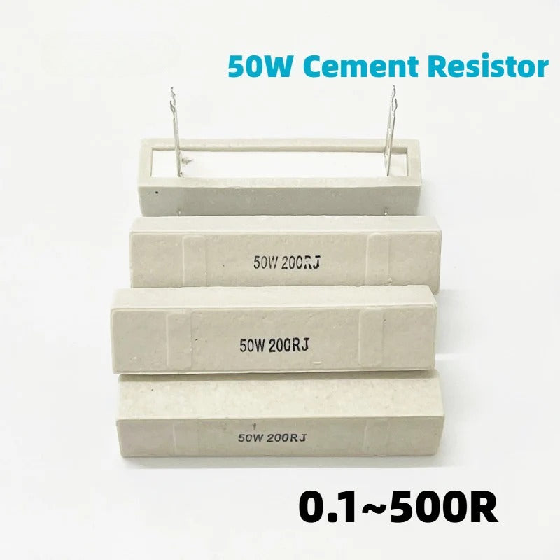 50W Cement Resistor High Power Ceramic cement Resistor 0.1/0.5/1/2/3/5/10/20/30/50/100/200/500 Ohm
