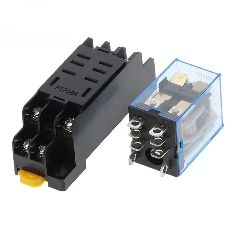 AC 220V DC 24V 12V Small Electromagnetic Relay 5A 8Pin 14Pin Coil Power Relay w Base MY2NJ LY2NJ MY4NJ HH52P HH54P