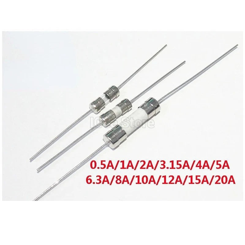 5Pcs Ceramic Fuse Tube Fuse with Pin 5*20mm 5X20MM 250V 0.5A 1A 2A 3A 4A 5A 6A 7A 8A 10A 12A 15A 20A 25A 30A
