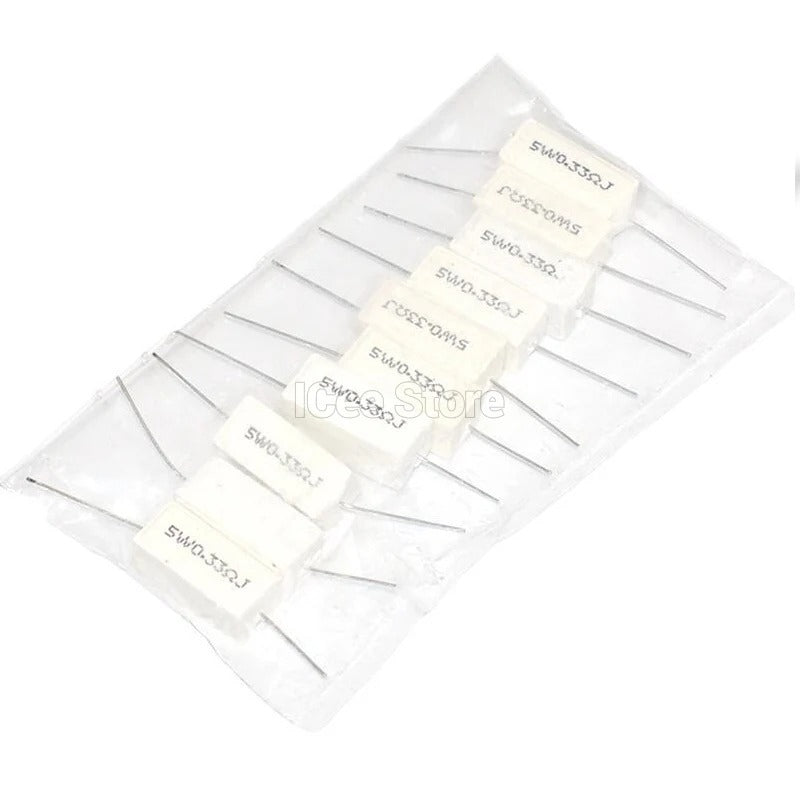 5Pcs 5W Cement Resistor SQP Power Resistor 5% 0.1R-100R 0.1R 0.22R 0.5R 1R 2.2R 4.7R 5R 10R 15R 20R 22R 47R 100R Ohm
