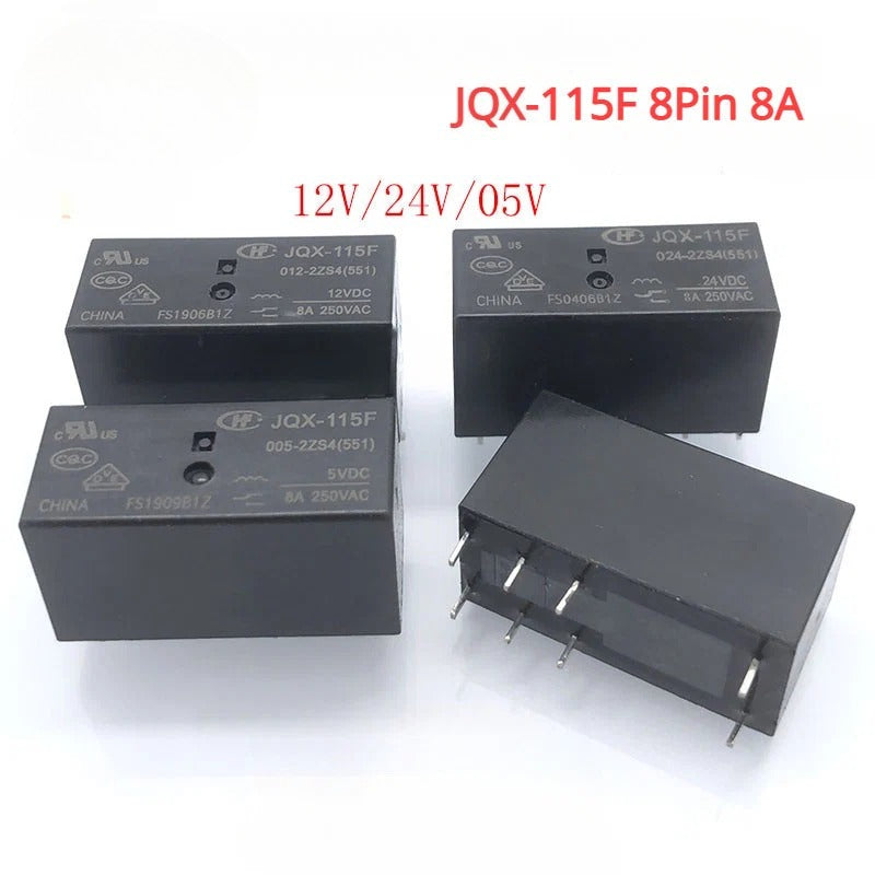 Original HF Relay JQX-115F 012 024 005-2ZS4 5V 12V 24V 8Pin 8A New