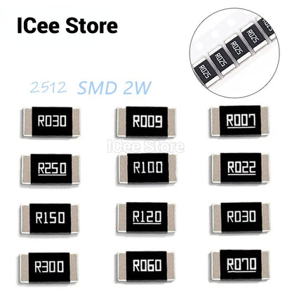 10Pcs 2512 Alloy Resistors 2W 1% SMD Resistor R001 R002 R003 R004 R008 R009 R010 R012 R015 2512 R020 R025 R060 R070 R100 R120 R150 R300 R500 SMD