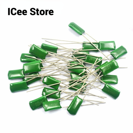 50Pcs Polyester Film Capacitor 100V 1nF 2.2nF 10nF 33nF 47nF 82nF 100nF 2A102J 2A103J 2A104J 2A222J 2A333J 2A473J 2A823J