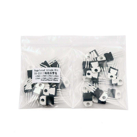 16pcs 7805 7809 7812 7815 7905 7912 7915 LM317T TO-220 Transistor Assortment Kit Voltage Regulator