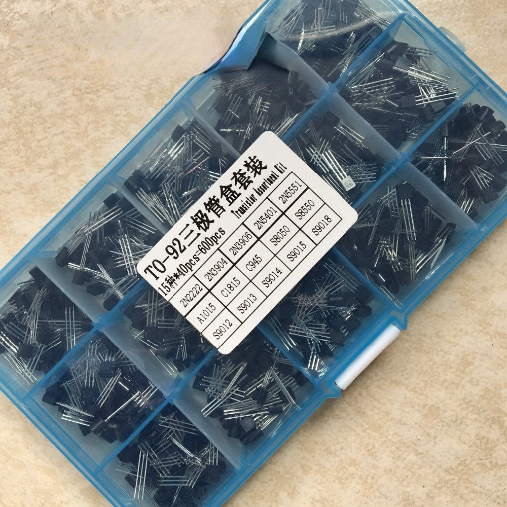 180/480/ 600pcs/Box  TO-92  Transistor Set Kit 2N2222 2N5401 2N5551 A1015 A733 S9014 C1815 C945 A42 A92 2N3904 2N3906 2N5401 2N5551