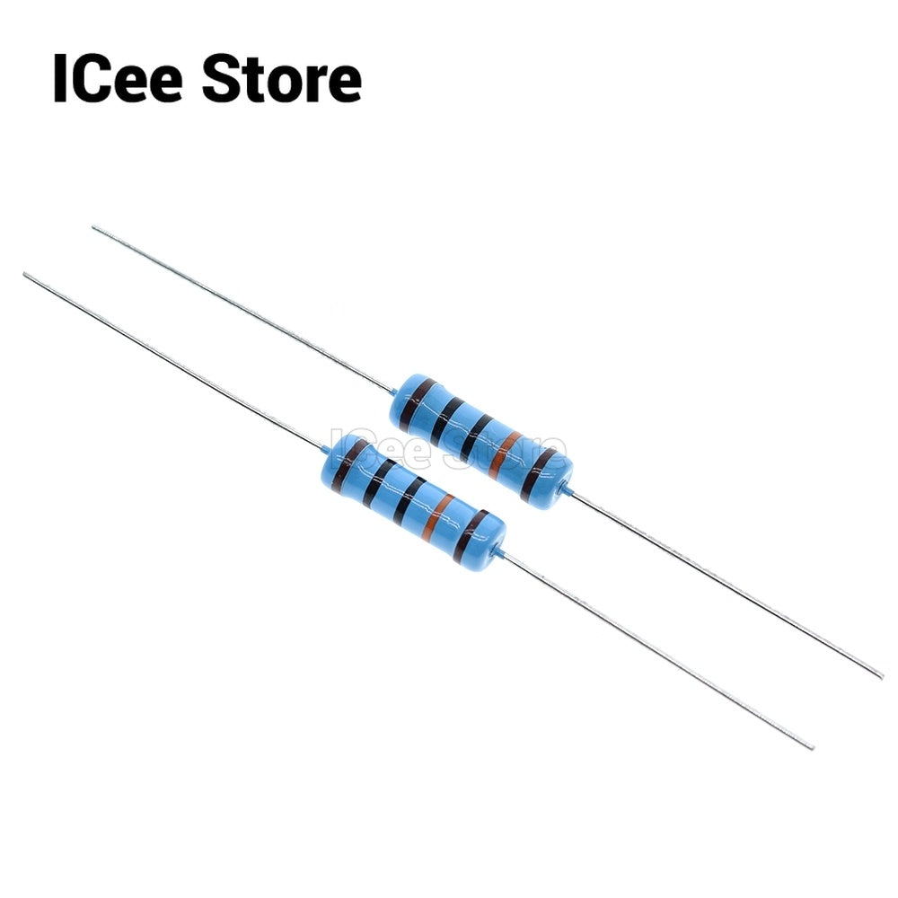 20Pcs 2W Metal Film Resistors 1% 10R-1M 10R 22R 47R 100R 1K 10K 100K 1M 4.7K 5.1K 1M