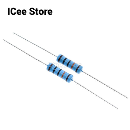 20Pcs 2W Metal Film Resistors 1% 10R-1M 10R 22R 47R 100R 1K 10K 100K 1M 4.7K 5.1K 1M