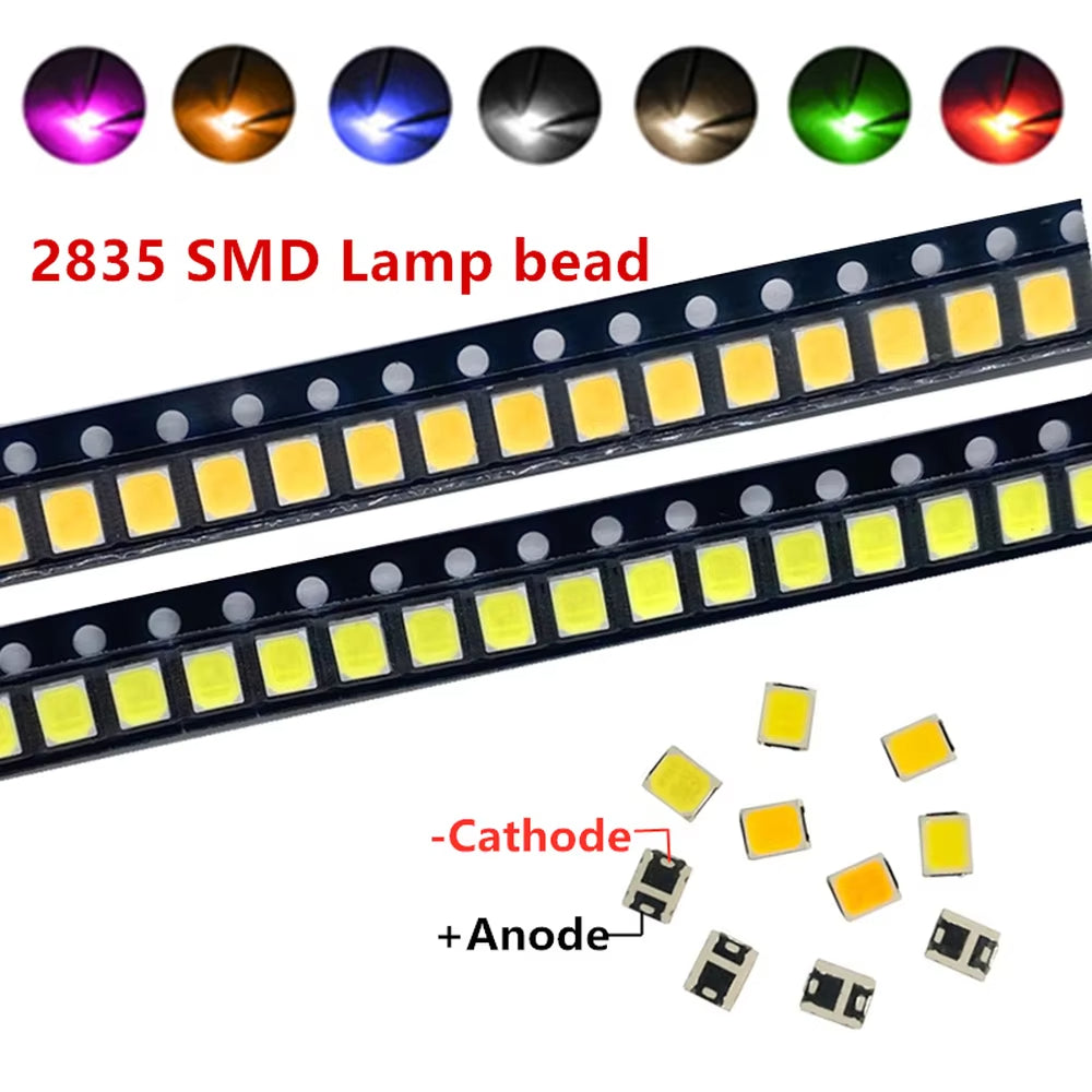 50Pcs 2835 0.2W 60mA SMD LED Red Blue White Green Yellow