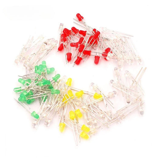 100pcs 3mm 5mm LED Light White Yellow Red Green Blue Assorted Kit DIY LEDs Set Electronic Diy Kit