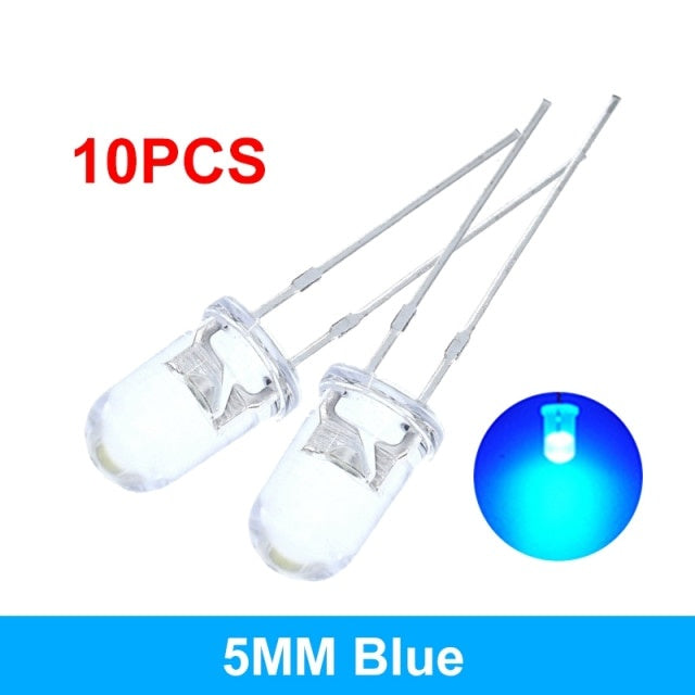 100pcs High Quality Transparent Round 5mm Super Bright Water Clear Green Red White Yellow Blue Light LED Bulbs Emitting Diode