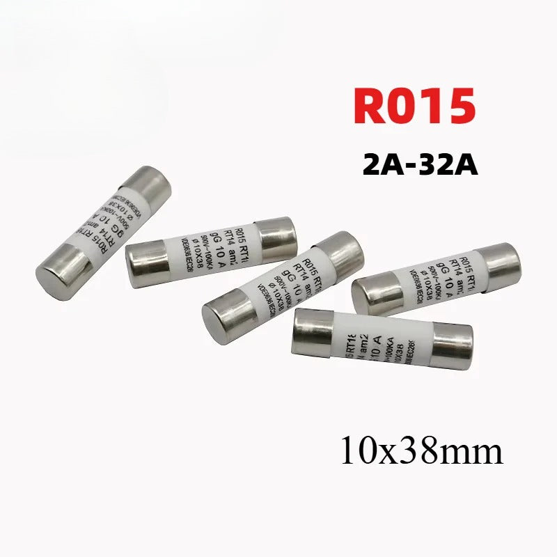 5Pcs Ceramic Fuse R015 Fuse 0.5A 500V 2A/3A/4A/5A/6A/8A/10A/16A/20A/25A/32A 10*38mm RT18 RO15 Ceramic Fuse