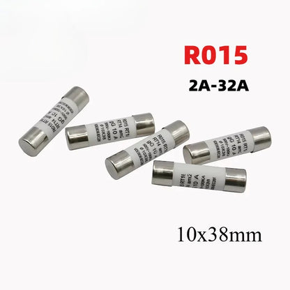 5Pcs Ceramic Fuse R015 Fuse 0.5A 500V 2A/3A/4A/5A/6A/8A/10A/16A/20A/25A/32A 10*38mm RT18 RO15 Ceramic Fuse
