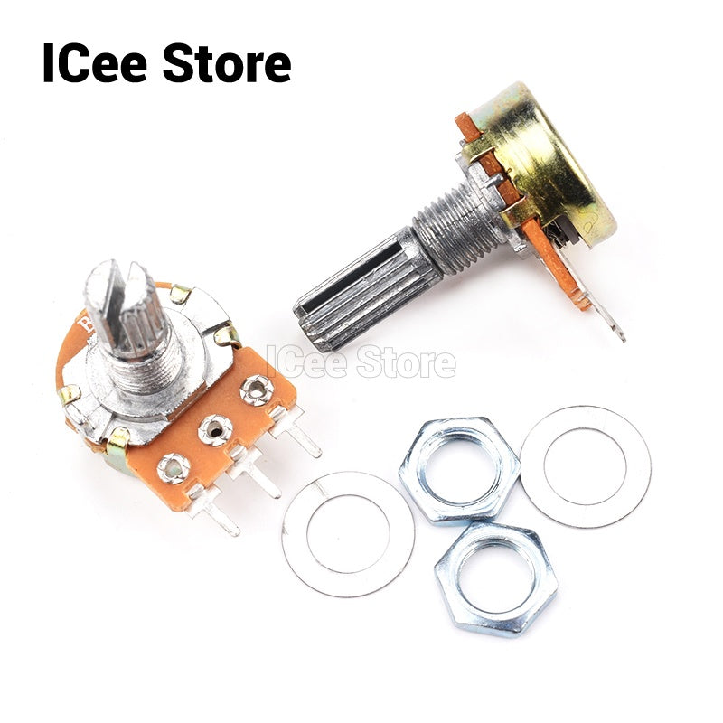 5Pcs WH148 Potentiometer B Type 3Pin 15mm Shaft with Nuts and Washers Variable Resistor Potentiometer B1K  2K B5K B10K B20K B50K B100K B250K B500K B1M