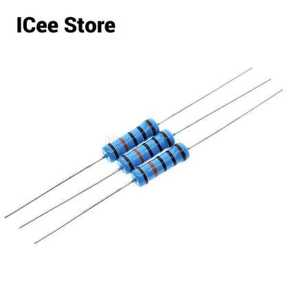 20Pcs 2W Metal Film Resistors 1% 10R-1M 10R 22R 47R 100R 1K 10K 100K 1M 4.7K 5.1K 1M