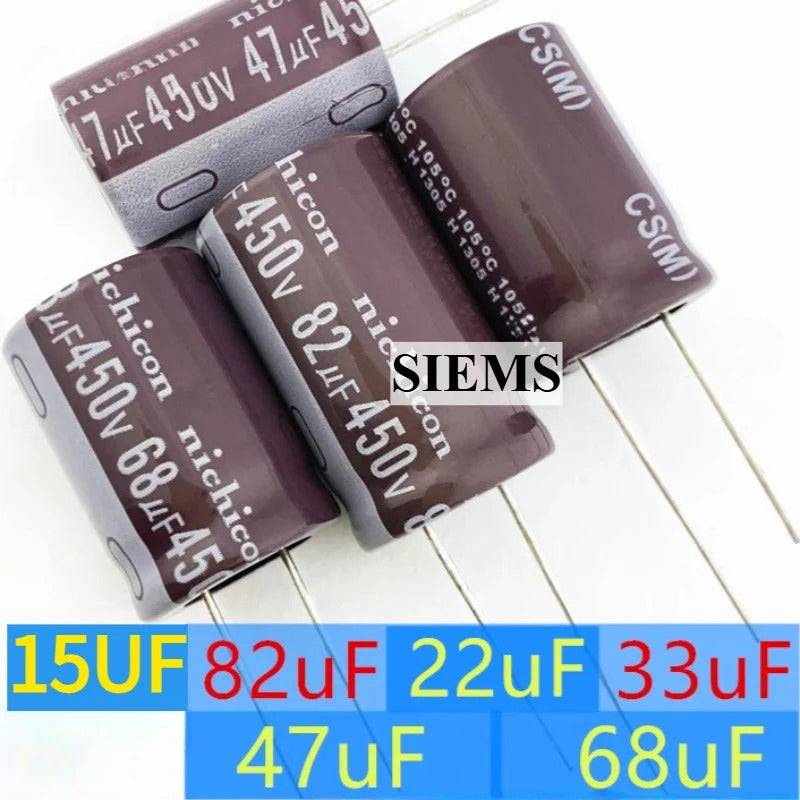 New Original Aluminum Electrolytic Capacitor 450V 15UF 22UF 33UF 47UF 68UF 82UF Capacitor 13x20/16x25/18x25/18x30mm