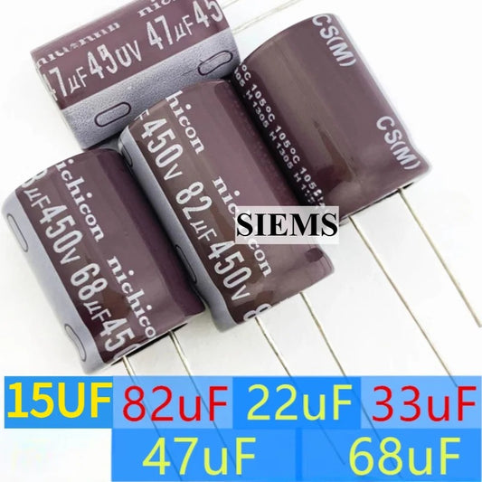 New Original Aluminum Electrolytic Capacitor 450V 15UF 22UF 33UF 47UF 68UF 82UF Capacitor 13x20/16x25/18x25/18x30mm