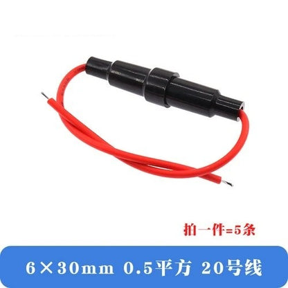 5Pcs Glass Fuse Holder 5*20mm 6*30mm Screw Type 5X20mm with 22 20 18 16 14AWG Wire Cable 250V 5X20MM Glass Fuse Tube Fuse Casing