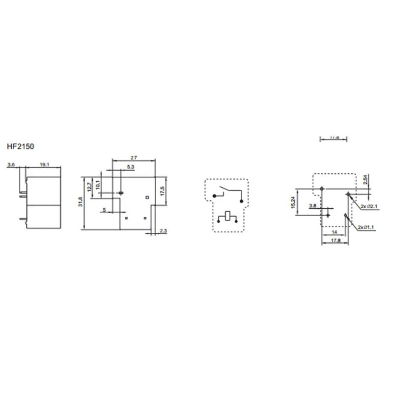 T90 Power Relay HF2150-1A-5DE HF2150-1A-12DE HF2150-1A-18DE HF2150-1A-24DE HF2150 HF2150-1A DC 5V 12V 24V 30A 4Pin Relay