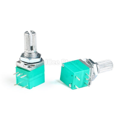 5Pcs RK097 Potentiometer 3Pin 5Pin 6Pin RK097N B5K 5K 10K 20K 50K 100K with Switch Audio Shaft 15mm Amplifier Sealing Potentiometer