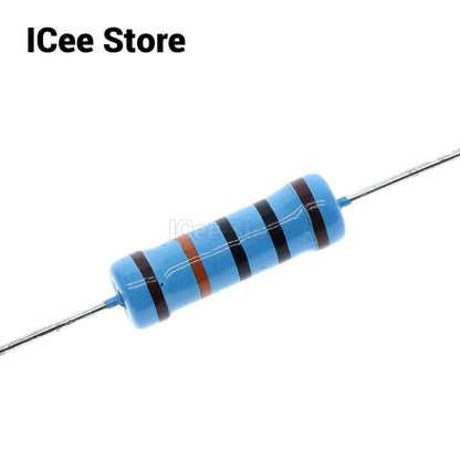 20Pcs 2W Metal Film Resistors 1% 10R-1M 10R 22R 47R 100R 1K 10K 100K 1M 4.7K 5.1K 1M