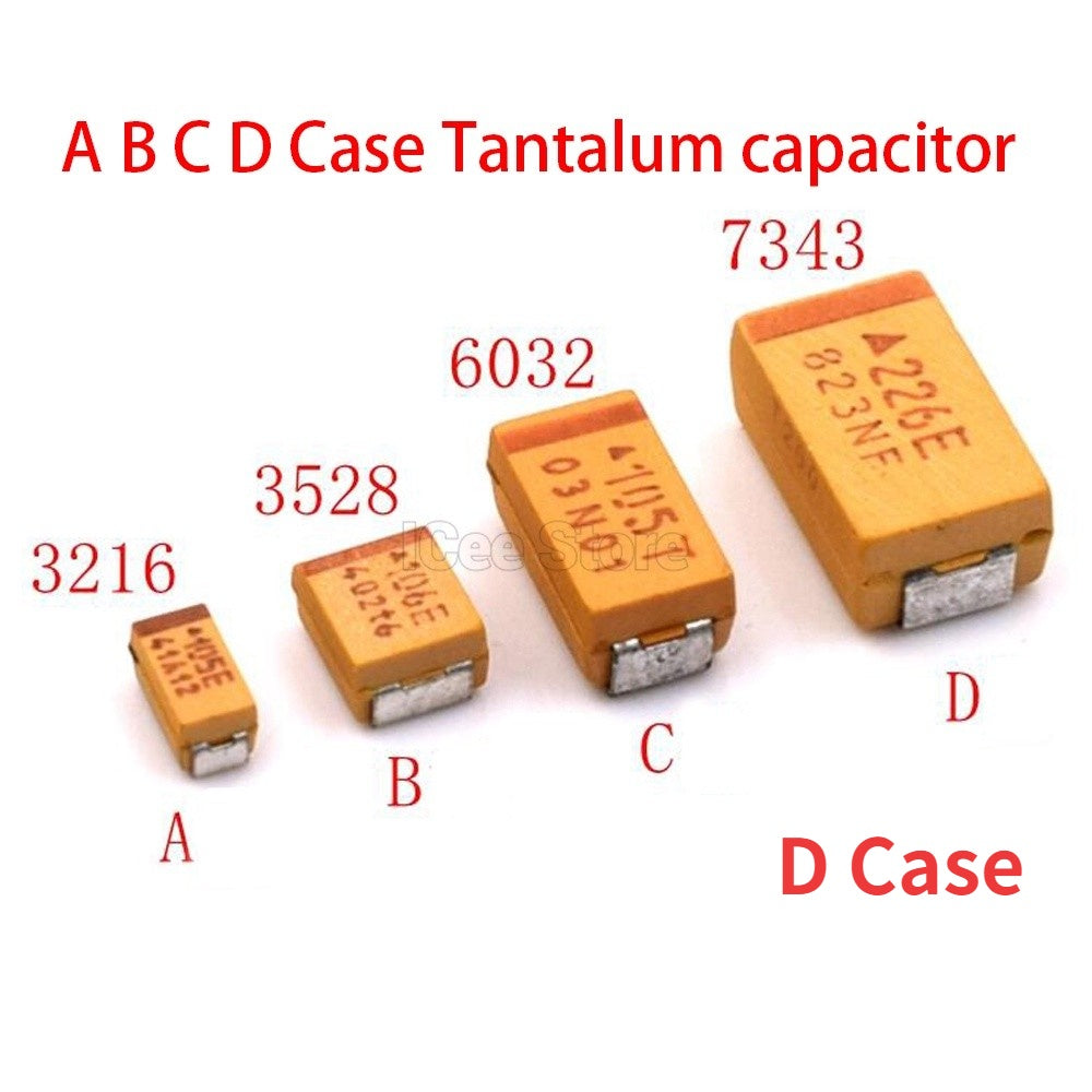 10Pcs D Case 7343 Tantalum Capacitors 10UF 22UF 33UF 47UF 100UF 220UF 330UF 470UF 10V 16V 25V 35V