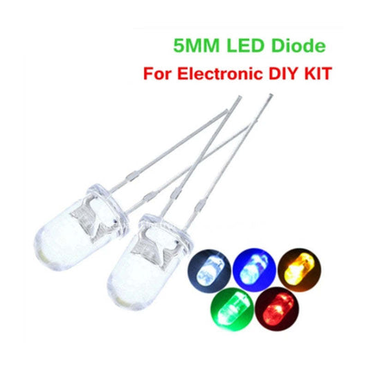 100pcs High Quality Transparent Round 5mm Super Bright Water Clear Green Red White Yellow Blue Light LED Bulbs Emitting Diode