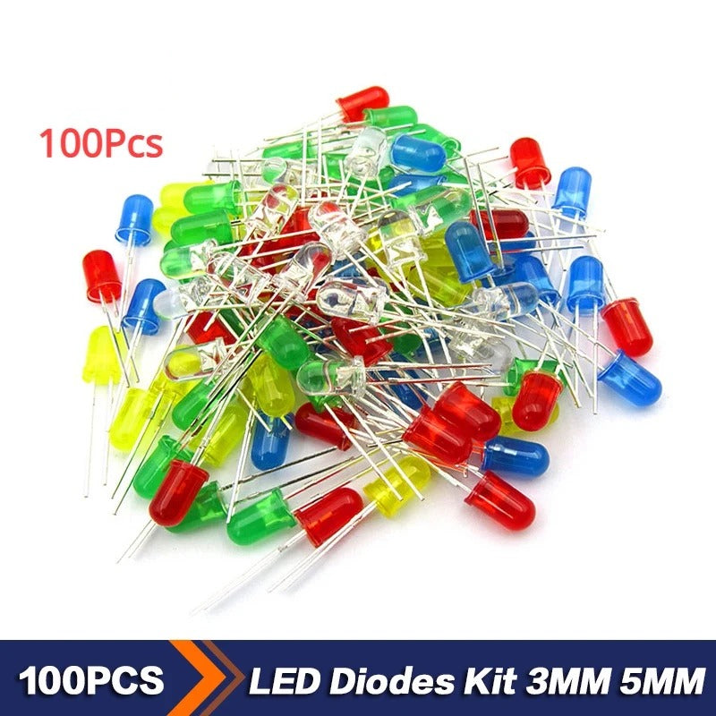 100Pcs 3MM 5MM LED Diode  Electronic Leds Kit Light Emitting Diode White Green Red Blue Yellow F3 F5 Led Diodes