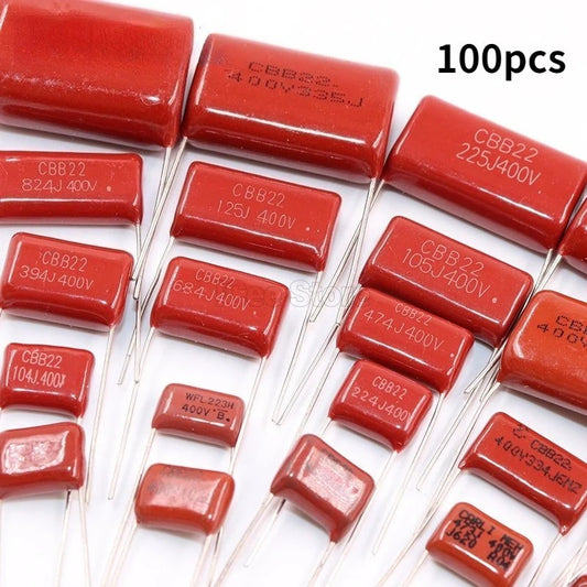100Pcs CBB Capacitors P20 400V 105J 125J 155J 225J 824J CBB Capacitor P=20MM