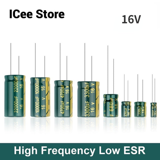 Aluminum Electrolytic Capacitor 16V High Frequency Low ESR 16V 100UF 220UF 470UF 680UF 1000UF 1500UF 2200UF 3300UF 4700UF