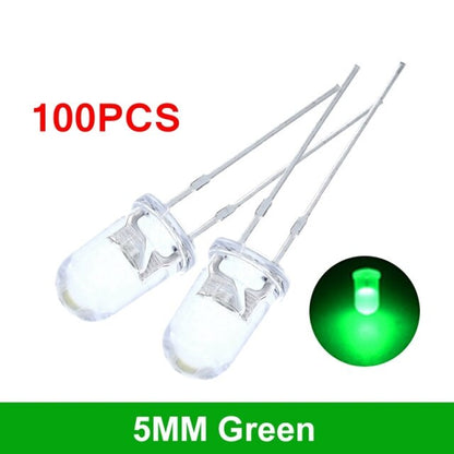 100pcs High Quality Transparent Round 5mm Super Bright Water Clear Green Red White Yellow Blue Light LED Bulbs Emitting Diode