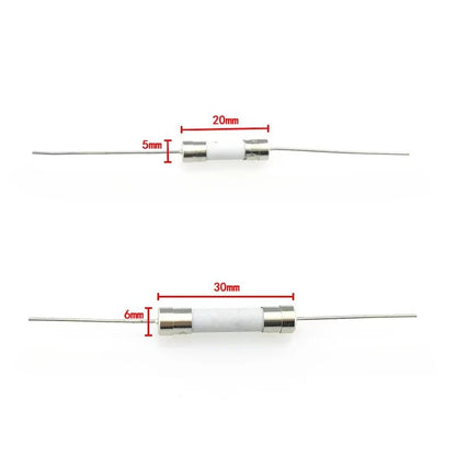 10PCS 5*20mm 6*30mm Ceramic Fuse With pin 1A 2A 3.15A 5A 6.3A 8A 10A 12A 15A 20A 25A 30A 250V Ceramic Fuse