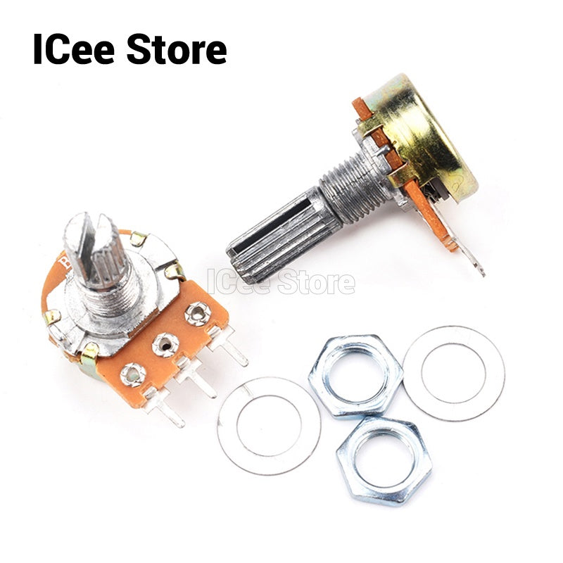 5Pcs WH148 Potentiometer B Type 3Pin 15mm Shaft with Nuts and Washers Variable Resistor Potentiometer B1K  2K B5K B10K B20K B50K B100K B250K B500K B1M