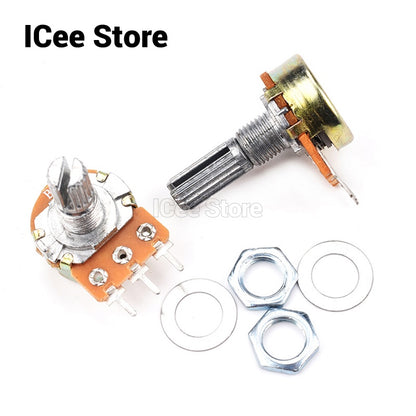 5Pcs WH148 Potentiometer B Type 3Pin 15mm Shaft with Nuts and Washers Variable Resistor Potentiometer B1K  2K B5K B10K B20K B50K B100K B250K B500K B1M