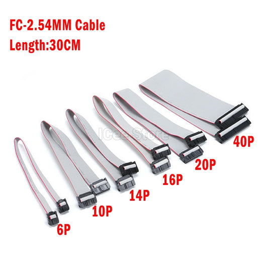 2.54MM Pitch FC-6/10/14/16/20/40 PIN 30CM JTAG ISP DOWNLOAD CABLE Gray Flat Ribbon Data Cable FOR DC3 IDC BOX HEADER