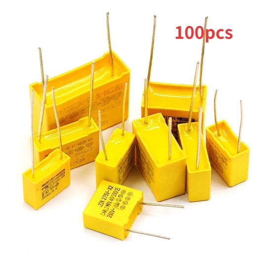100Pcs X2 Safety Capacitors P15 275V 0.1UF 0.15UF 0.22UF 0.33UF 0.47UF0.68UF Polypropylene Film Safety Capacitor P=15MM