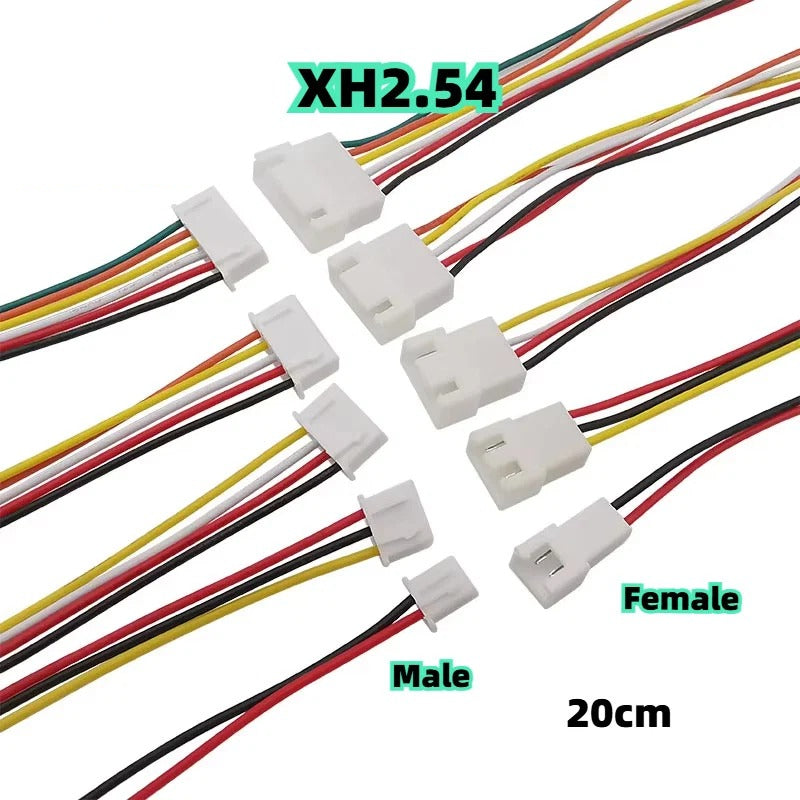 XH2.54 2/3/4/5/6 Pin Wire Cable Male Female Plug Socket Pitch 2.54mm Electronic wire Color Connector Cable 26AWG 20cm