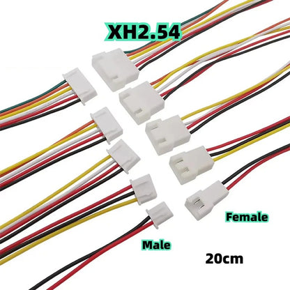 XH2.54 2/3/4/5/6 Pin Wire Cable Male Female Plug Socket Pitch 2.54mm Electronic wire Color Connector Cable 26AWG 20cm
