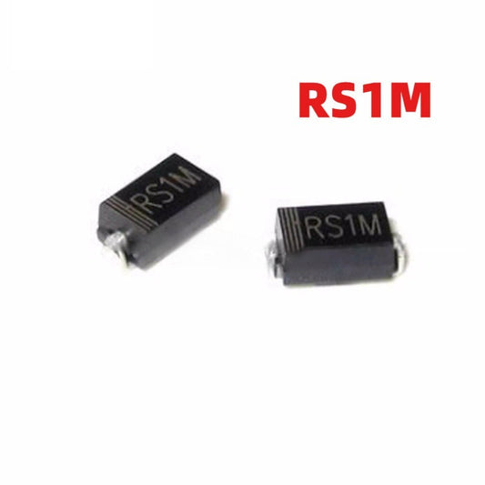 100Pcs RS1M 1A 1000V Fast Recovery Diode RS1M SMA DO-214AC FR107 for High-Frequency Switching Power Supply