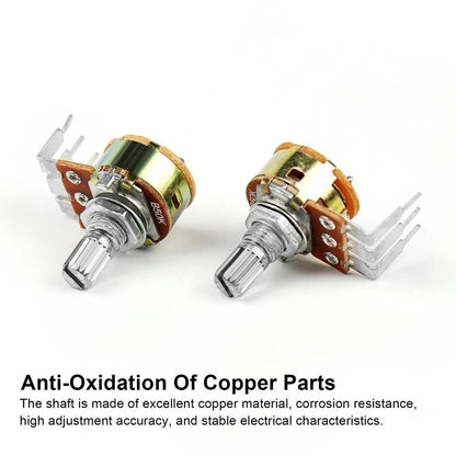 5Pcs WH148 Potentiometer 3Pin 15mm Shaft B5K B10K B50K B100K B500K with Switch Amplifier Dual Stereo Potentiometer