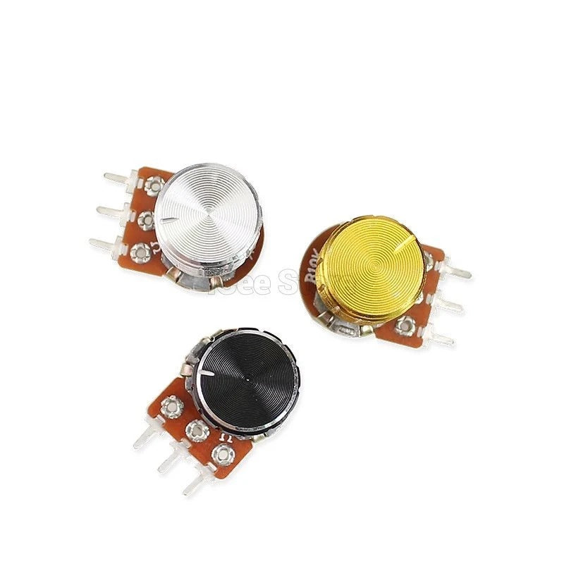10Pcs/5Pcs Potentiometer Knobs Caps Black Silver Gold Diameter 15x17mm Hole 6mm Knurled Shaft Potentiometer Control Knob Aluminum Switch Knob